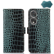 For Honor 80 Pro Crocodile Top Layer Cowhide Leather Phone Case(Green)