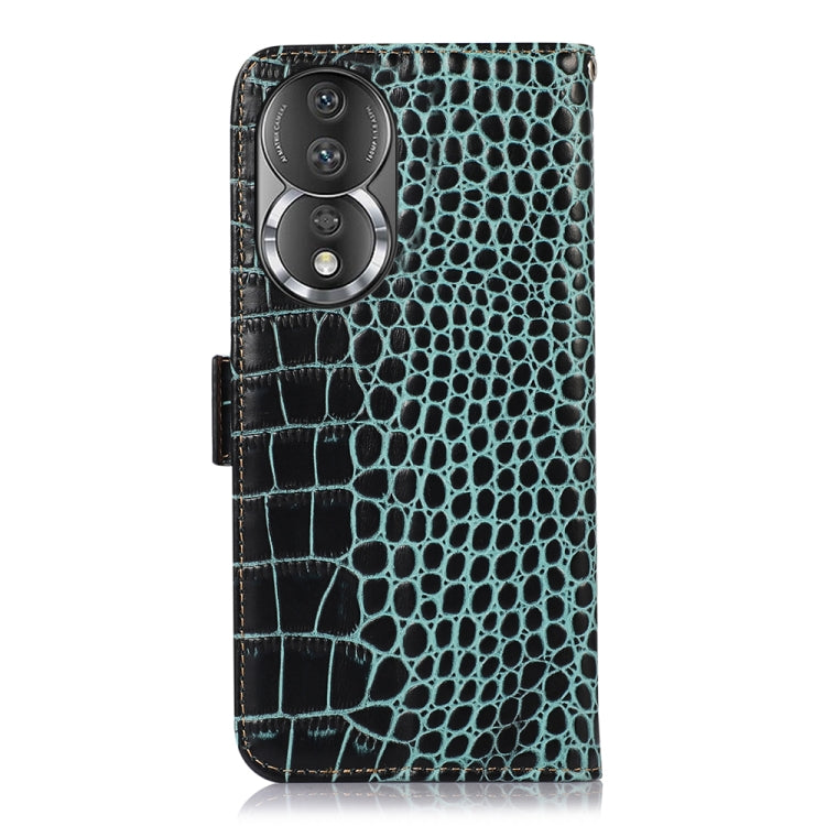 For Honor 80 Crocodile Top Layer Cowhide Leather Phone Case(Green)