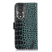 For Honor 80 Crocodile Top Layer Cowhide Leather Phone Case(Green)