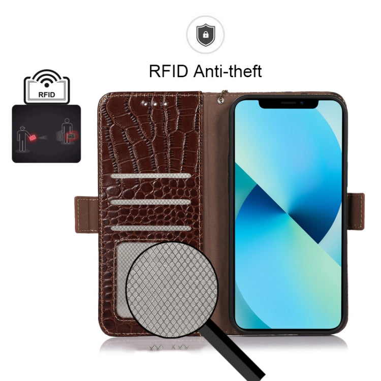 For Honor 80 Crocodile Top Layer Cowhide Leather Phone Case(Brown)