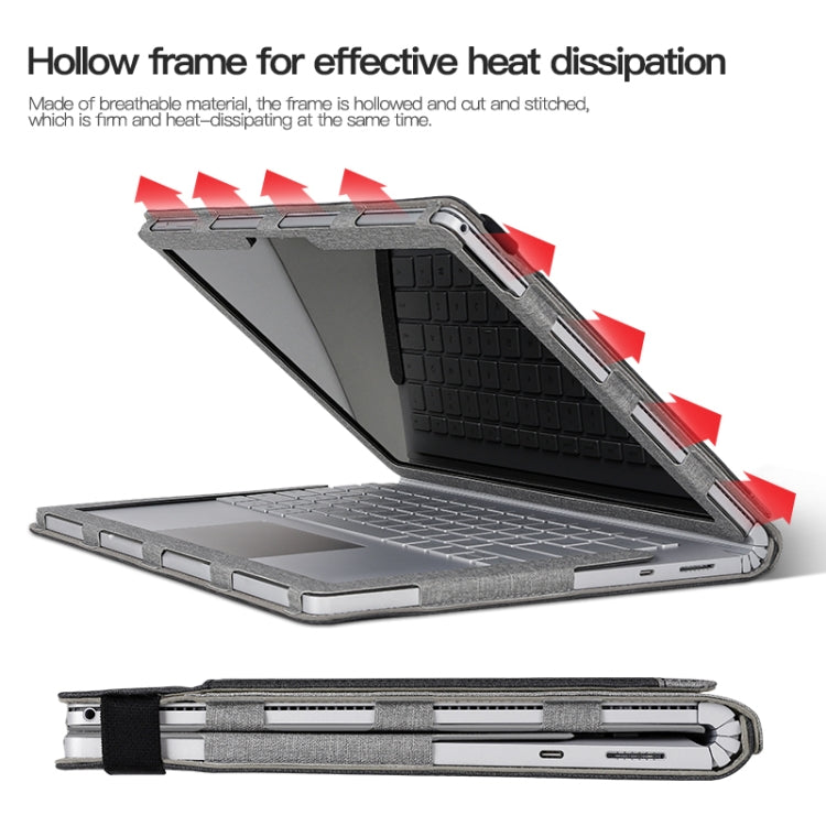 For MicroSoft Surface Book 3 / 2 / 1 15 inch Leather Laptop Case(Black Grey)