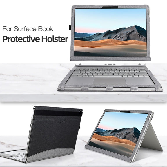For MicroSoft Surface Book 3 / 2 / 1 15 inch Leather Laptop Case(Black Grey)