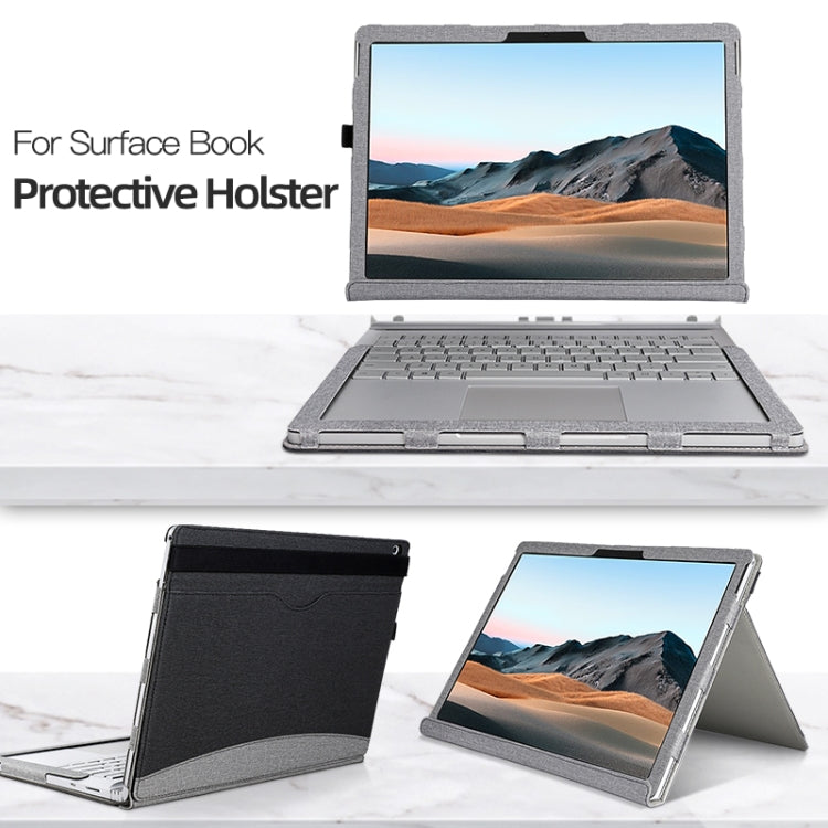 For MicroSoft Surface Book 3 / 2 / 1 15 inch Leather Laptop Case(Black Grey)