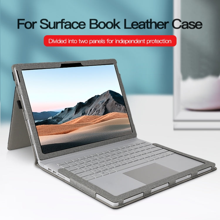 For MicroSoft Surface Book 3 / 2 / 1 15 inch Leather Laptop Case(Black Grey)