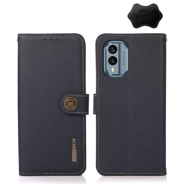 For Nokia X30 5G KHAZNEH Custer Genuine Leather RFID Phone Case(Blue)