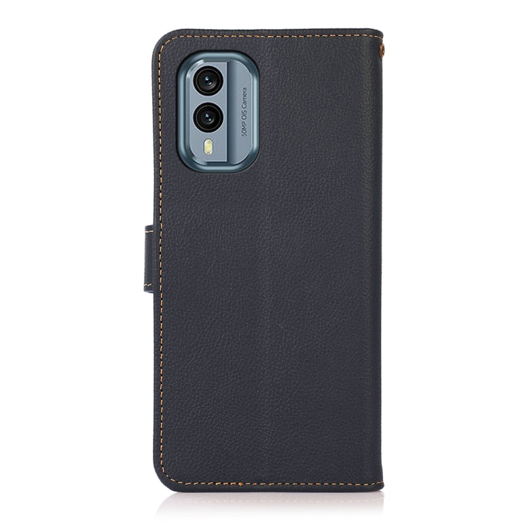 For Nokia X30 5G KHAZNEH Custer Genuine Leather RFID Phone Case(Blue)