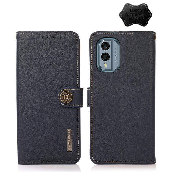 For Nokia X30 5G KHAZNEH Custer Genuine Leather RFID Phone Case(Blue)