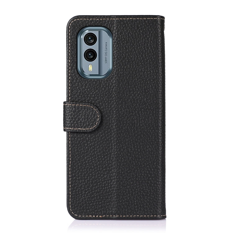 For Nokia X30 5G KHAZNEH Litchi Genuine Leather Phone Case(Black)