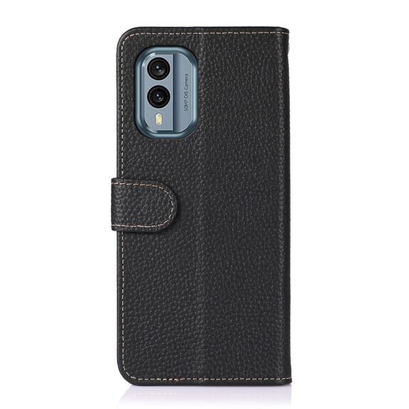 For Nokia X30 5G KHAZNEH Litchi Genuine Leather Phone Case(Black)