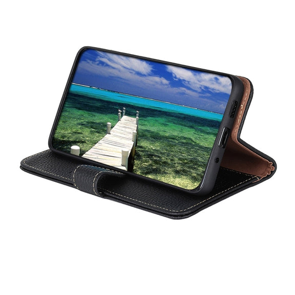 For Nokia X30 5G KHAZNEH Litchi Genuine Leather Phone Case(Black)