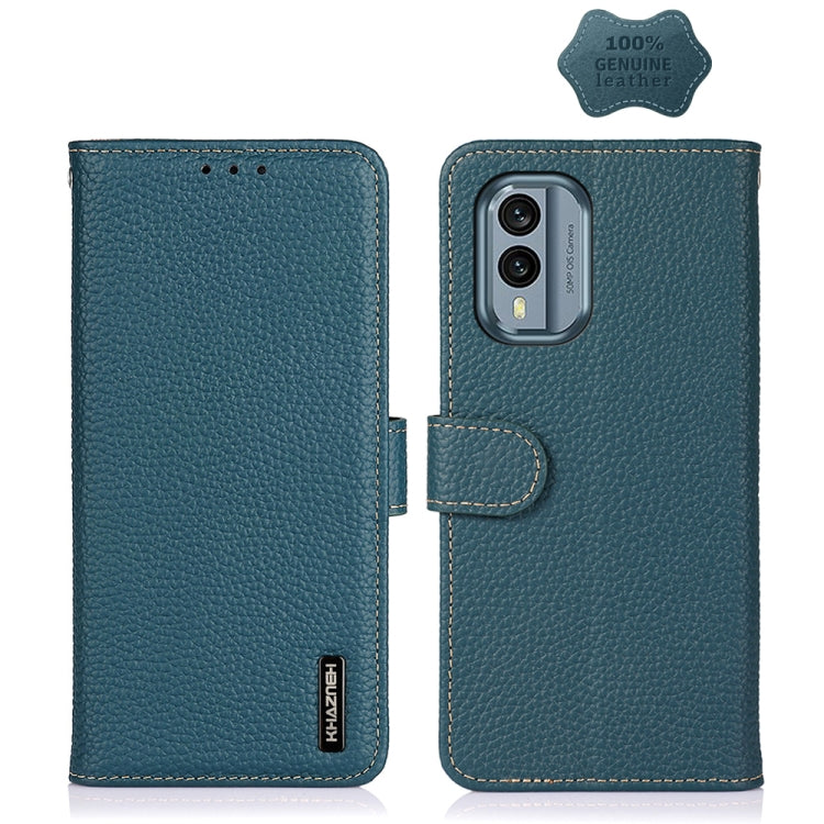 For Nokia X30 5G KHAZNEH Litchi Genuine Leather Phone Case(Green)