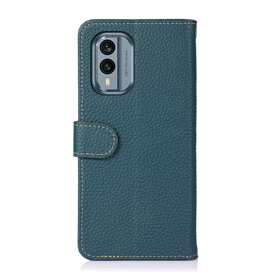 For Nokia X30 5G KHAZNEH Litchi Genuine Leather Phone Case(Green)