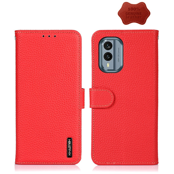 For Nokia X30 5G KHAZNEH Litchi Genuine Leather Phone Case(Red)