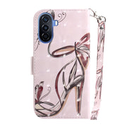 For Huawei nova Y70 Plus 3D Colored Pattern Flip Leather Phone Case(Butterfly High-heeled)