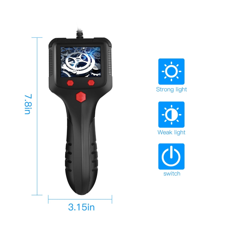 P100 8mm Side 2.4 inch HD Handheld Endoscope Hardlinewith with LCD Screen, Length:5m