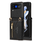 For Samsung Galaxy Z Flip3 5G N.BEKUS Side Zipper Folding Phone Leather Case(Black)