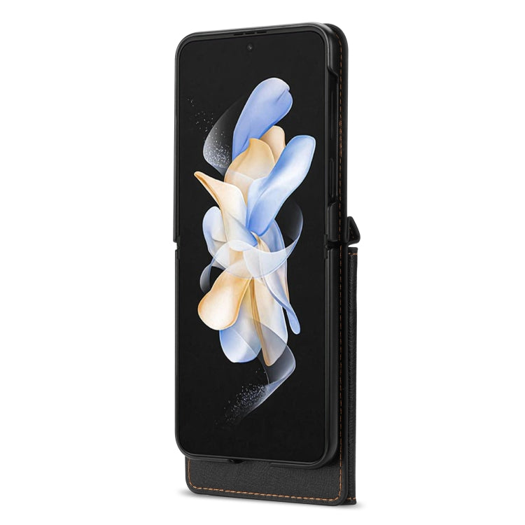 For Samsung Galaxy Z Flip3 5G N.BEKUS Side Zipper Folding Phone Leather Case(Black)