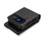 For Samsung Galaxy Z Flip3 5G N.BEKUS Side Zipper Folding Phone Leather Case(Black)