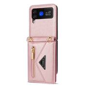 For Samsung Galaxy Z Flip4 N.BEKUS Side Zipper Folding Phone Leather Case(Pink)