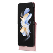 For Samsung Galaxy Z Flip4 N.BEKUS Side Zipper Folding Phone Leather Case(Pink)