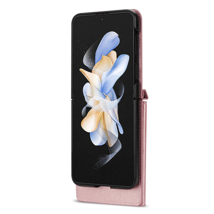 For Samsung Galaxy Z Flip4 N.BEKUS Side Zipper Folding Phone Leather Case(Pink)