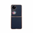 For Huawei P50 Pocket Nano Electroplating Cross Texture Genuine Leather Phone Case(Blue) - Huawei Cases by PMC TechLife | Online Shopping South Africa | PMC TechLife | Buy Now Pay Later Mobicred