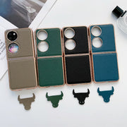 For Huawei P50 Pocket Nano Electroplating Litchi Texture Genuine Leather Phone Case(Green)