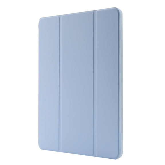 Skin Feel Pen Holder Tri-fold Tablet Leather Case For iPad Air 13 2024 / iPad Pro 12.9 2022 / 2021 / 2020 / 2018(Light Blue)