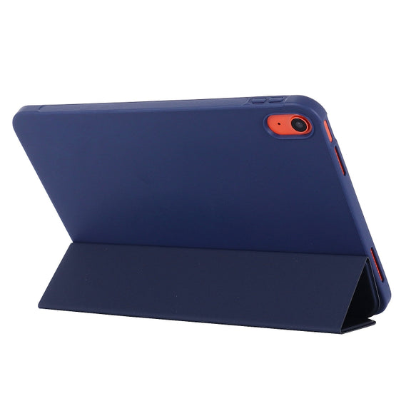 For iPad 10th Gen 10.9 2022 Tri-fold Holder Tablet Leather Case(Dark Blue)