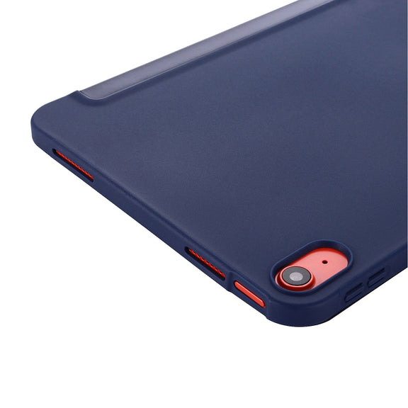 For iPad 10th Gen 10.9 2022 Tri-fold Holder Tablet Leather Case(Dark Blue)