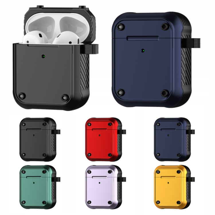 For AirPods 1 / 2 Wing TPU + PC Shockproof Earphone Protective Case(Black)