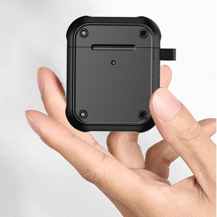 For AirPods 1 / 2 Wing TPU + PC Shockproof Earphone Protective Case(Black Blue)