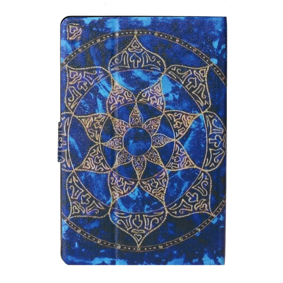 For 10 inch Tablet PC Universal Coloured Drawing Pattern Horizontal Flip Leather Case with Holder & Card Slot(Blue Mandala)
