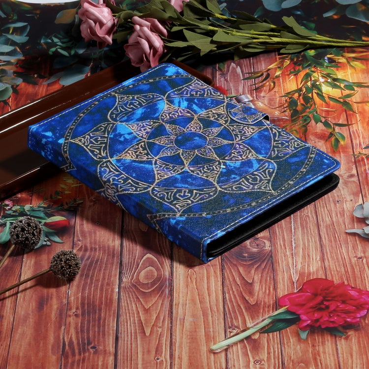 For 10 inch Tablet PC Universal Coloured Drawing Pattern Horizontal Flip Leather Case with Holder & Card Slot(Blue Mandala)