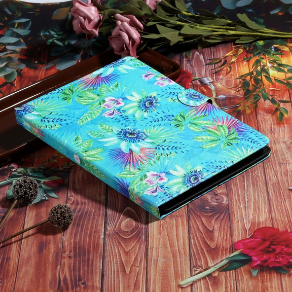 For 10 inch Tablet PC Universal Coloured Drawing Pattern Horizontal Flip Leather Case with Holder & Card Slot(Flowers)
