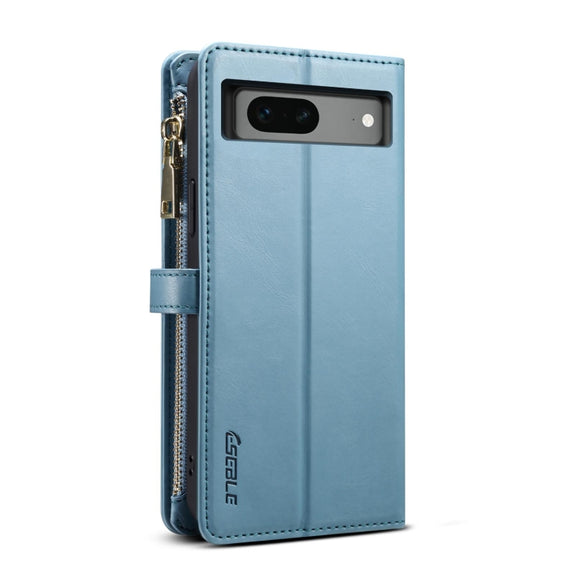 For Google Pixel 7 5G ESEBLE Star Series Lanyard Zipper Wallet RFID Leather Case(Blue)