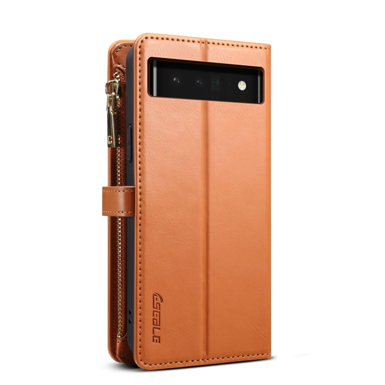 For Google Pixel 6 ESEBLE Star Series Lanyard Zipper Wallet RFID Leather Case(Brown)