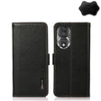 For Honor 80 KHAZNEH Side-Magnetic Litchi Genuine Leather RFID Phone Case(Black) - Honor Cases by PMC TechLife | Online Shopping South Africa | PMC TechLife | Buy Now Pay Later Mobicred