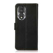 For Honor 80 KHAZNEH Side-Magnetic Litchi Genuine Leather RFID Phone Case(Black)