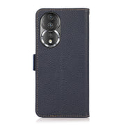 For Honor 80 KHAZNEH Side-Magnetic Litchi Genuine Leather RFID Phone Case(Blue)