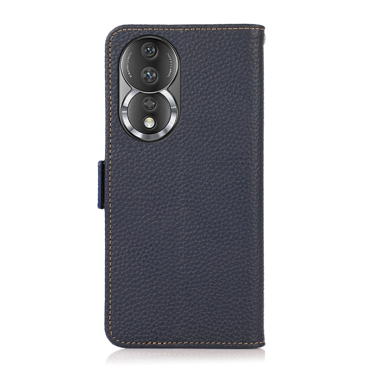 For Honor 80 KHAZNEH Side-Magnetic Litchi Genuine Leather RFID Phone Case(Blue)