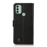 For Nokia C31 KHAZNEH Side-Magnetic Litchi Genuine Leather RFID Phone Case(Black)