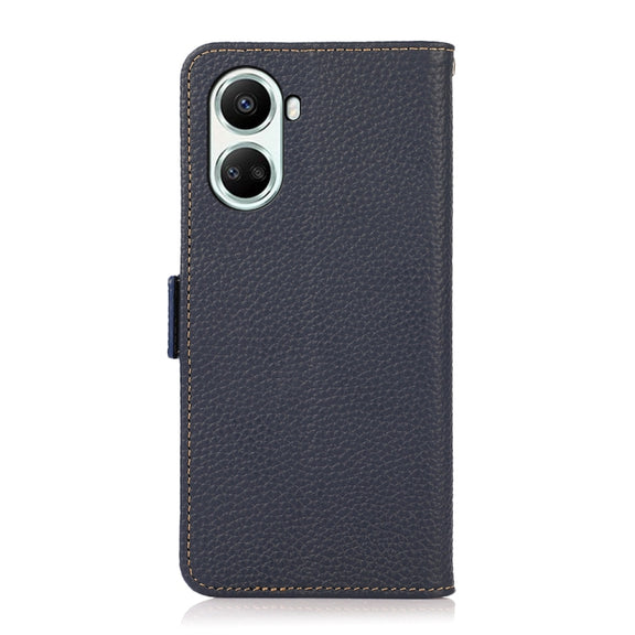 For Huawei nova 10 SE KHAZNEH Side-Magnetic Litchi Genuine Leather RFID Phone Case(Blue)