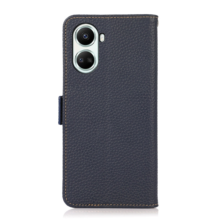 For Huawei nova 10 SE KHAZNEH Side-Magnetic Litchi Genuine Leather RFID Phone Case(Blue)