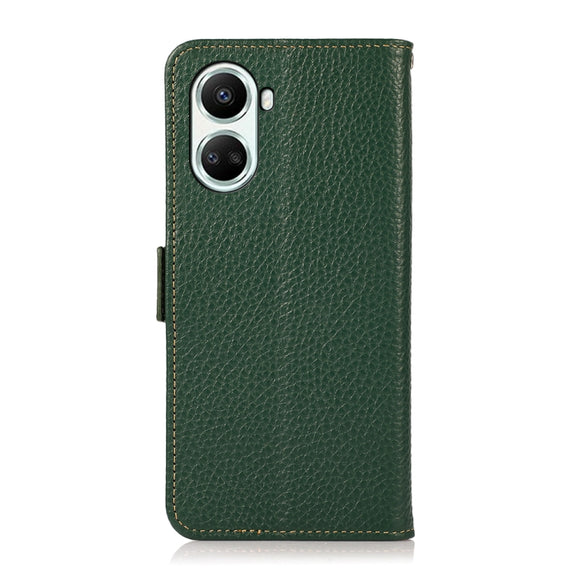 For Huawei nova 10 SE KHAZNEH Side-Magnetic Litchi Genuine Leather RFID Phone Case(Green)