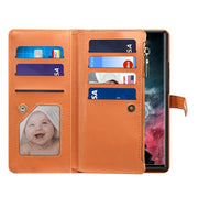 For Samsung Galaxy S22 Ultra 5G ESEBLE Star Series Lanyard Zipper Wallet RFID Leather Case(Brown)