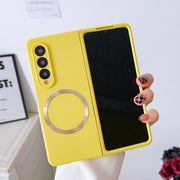 For Samsung Galaxy Z Fold4 Skin Feel MagSafe Magnetic Phone Case(Yellow)