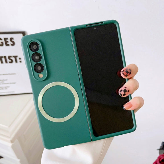 For Samsung Galaxy Z Fold4 Skin Feel MagSafe Magnetic Phone Case(Dark Green)