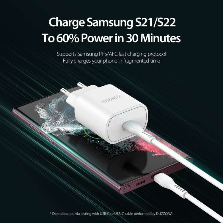DUZZONA T6 PD 25W USB-C/Type-C Single Port Travel Charger,EU Plug(White)