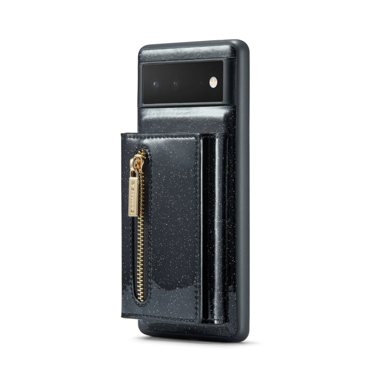 For Google Pixel 6 DG.MING M3 Series Glitter Powder Card Bag Leather Case(Black)